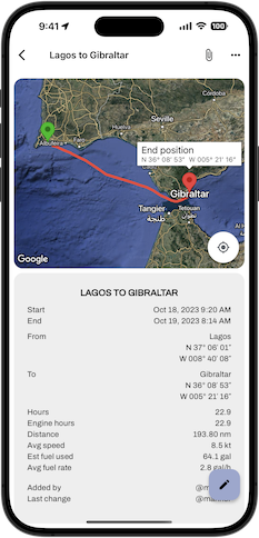 Voyage logbook