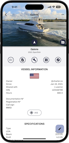 Vessel home screen